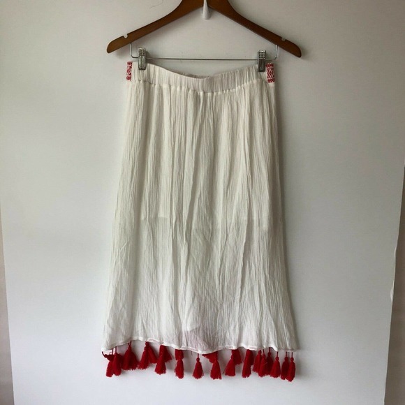Show Me Your Mumu Midi Skirt Women Large Leilani Wrap White Boho Retro Tasseled - Picture 6 of 9